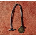 MYSTERIOUS AND UNUSUAL VINTAGE EGYPTIAN GOOD LUCK COIN FOB AND CHAIN