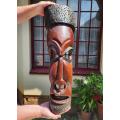 WEST AFRICAN WOODEN JUMPING MASK WITH LARGE EYES AND OPEN MOUTH