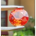 FIERY ORANGE GISA CERTIFIED 3.90CT SAPPHIRE GEMSTONE WITH LOVELY ROUND CUT  THERMAL HIGH - ONE OF 4