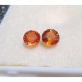 MATCHED EARRING PAIR OF ORANGE 2.0CT SAPPHIRE GEMSTONES WITH ROUND CUTS