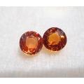 MATCHED EARRING PAIR OF ORANGE 2.0CT SAPPHIRE GEMSTONES WITH ROUND CUTS