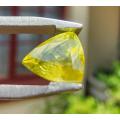ALL NATURAL INCLUSIONS VISIBLE 1.0CT YELLOW GREEN SPHENE TITANITE GEMSTONE WITH TRILLION CUT