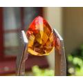 STUNNING SPARKLING GISA CERTIFIED 2.5CT ORANGE SAPPHIRE GEMSTONE WITH LOVELY PEAR CUT  UV RED!