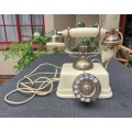 VINTAGE 1960S BRASS, ENAMEL AND BAKELITE CLASSIC FRENCH STYLE CRADLE ROTARY PHONE MADE IN JAPAN