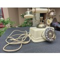 VINTAGE 1960S BRASS, ENAMEL AND BAKELITE CLASSIC FRENCH STYLE CRADLE ROTARY PHONE MADE IN JAPAN