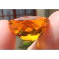 HUGE 27,40CARAT GOLDEN YELLOW CITRINE GEMSTONE WITH BEAUTIFUL FACETTED CUSHION CUT