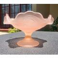 VINTAGE WESTMORELAND USA PINK FROSTED SATIN GLASS FOOTED COMPOTE FLOWER SHAPED