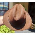 CLASSIC VINTAGE 1980S INDIANA JONES FEDORA HAT WITH INDENTED CROWN BY BATTERSBY OF LONDON