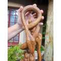 Unusual Elaborately Hand Carved Nyami Nyami Zambezi River Snake Head Handle Walking Stick