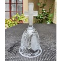 Frosted Christian Cross Handle Class Bell with Jesus Hands  Clapper in Tact