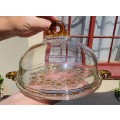 Gorgeous Art Glass Cake Dome Cover on a Two Handled Decorative Base