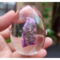 Rich Violet Purpurite Rock Sample in a Clear Resin Egg