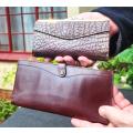 Busby Genuine Wild Buffalo Leather Ladies Kiss Lock Purse plus a Genuine Leather Long Wallet