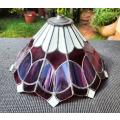 Red and Milk White Stained Glass 36 cm Diam Cone Shaped Lampshade with Pewter Frame
