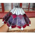Red and Milk White Stained Glass 36 cm Diam Cone Shaped Lampshade with Pewter Frame