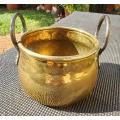 Cute Handmade Dovetailed Jointed Brass Planter Pot with Steel Handles
