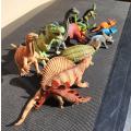 Awesome Batch of 13 Vintage 1990s Hard Plastic Dinosaurs Includes a large T Rex and Brachiosaurus