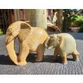 Two Hand Carved Soapstone Elephants