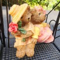 Courting Resin Bear Couple Sitting on a Metal Swing Ornament