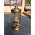 Brass Toned Lantern Shaped Musical Glass Liquor Decanter Japan Vintage 1960s