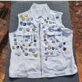 Ladies Vest with over 60 Vintage Brass Enamelled Buttons from SA and UK