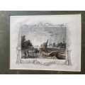 Tombleson & Co Circa 1840 Hand Coloured Steel Engraved Print Thames at Sunbury Locks