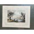 Tombleson & Co Circa 1840 Hand Coloured Steel Engraved Print Vauxhall Bridge over Thames