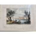 Tombleson & Co Circa 1840 Hand Coloured Steel Engraved Print Vauxhall Bridge over Thames