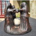 Circle of Friends Aztec/Mayan Dancers Pottery Tealight Candle Holder