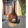 Luba DRC Tribal Calabash Gourd Smoking Pipe with Embellishments