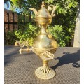 Small Decorative Judaica Jerusalem Embossed Brass Samovar with Teapot