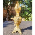 Small Decorative Embossed Brass Samovar with Teapot - Tested to hold water