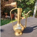 A 37cm High Indian Brass Aftaba (Ewer) Water Pitcher With Leave Engravings