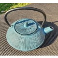 A TEAL 850ML CAST IRON TEAPOT  DRINK TEA WITH LEAVES THE ASIAN WAY