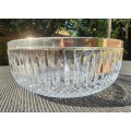 Exquisite English Pressed Cut Glass Bowl with Silver Coloured Metal Rim