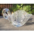 Graceful Christal DArques France Swan Candy Dish with 24% Ringing and Singing Lead Chrystal