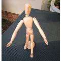 A 33cm High Artists Wooden Jointed Posable Mannequin