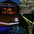 10m 100LEDs Solar Rope Tube Lights Led String Strip Waterproof Christmas Party Decor