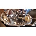 teaset silver plated teapot, coffee pot, sugar bowl and milk jug