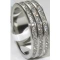 Eternity Triple Row Titanium Ring With Sparkling Simulated Diamonds