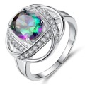 Mystic Topaz Ring 3ct Oval With Simulated Diamonds