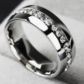 Stunning Stainless Steel Crystal Ring