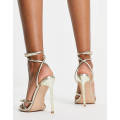Simmi London Samia heeled sandals with bow details in gold UK 7