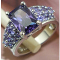 ***Crazy 99 cents SALE******925 SILVER PLATED CRYSTAL ZIRCONIA PARTY RING SIZE 8