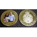 UK PRINCE GEORGE CAMBRIDGE GOLD PLATED COIN QUEEN HOUSE OF WINDSOR ROYAL BABY