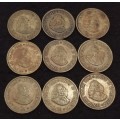 9 X 1961 1/2 Cent coins  (As per photo)