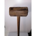 Big wooden hammer with lots of patina