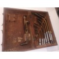 Gas cutting torch set in wooden box - not complete as per photos