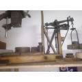 French made wooden and steel scale used in bakery, a real antique piece with lots of patina and in a