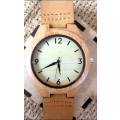 Unisex Wooden Watch with genuine leather wrist band